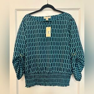 Michael Kors Blue Boxy 3/4 Sleeve Blouse